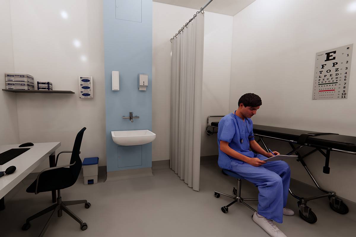 Altro Whiterock™ hand wash station - Pre-fabricated modular wall units