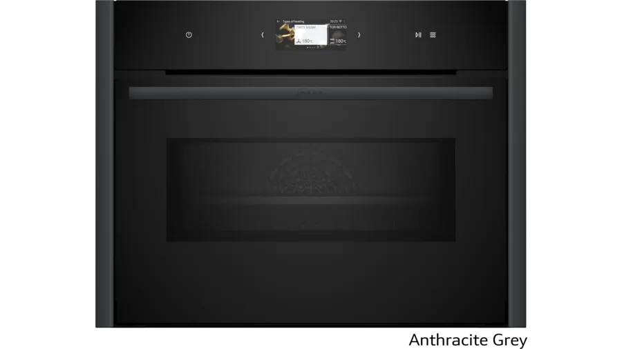 Compact 45cm ovens with Microwave Grey trim