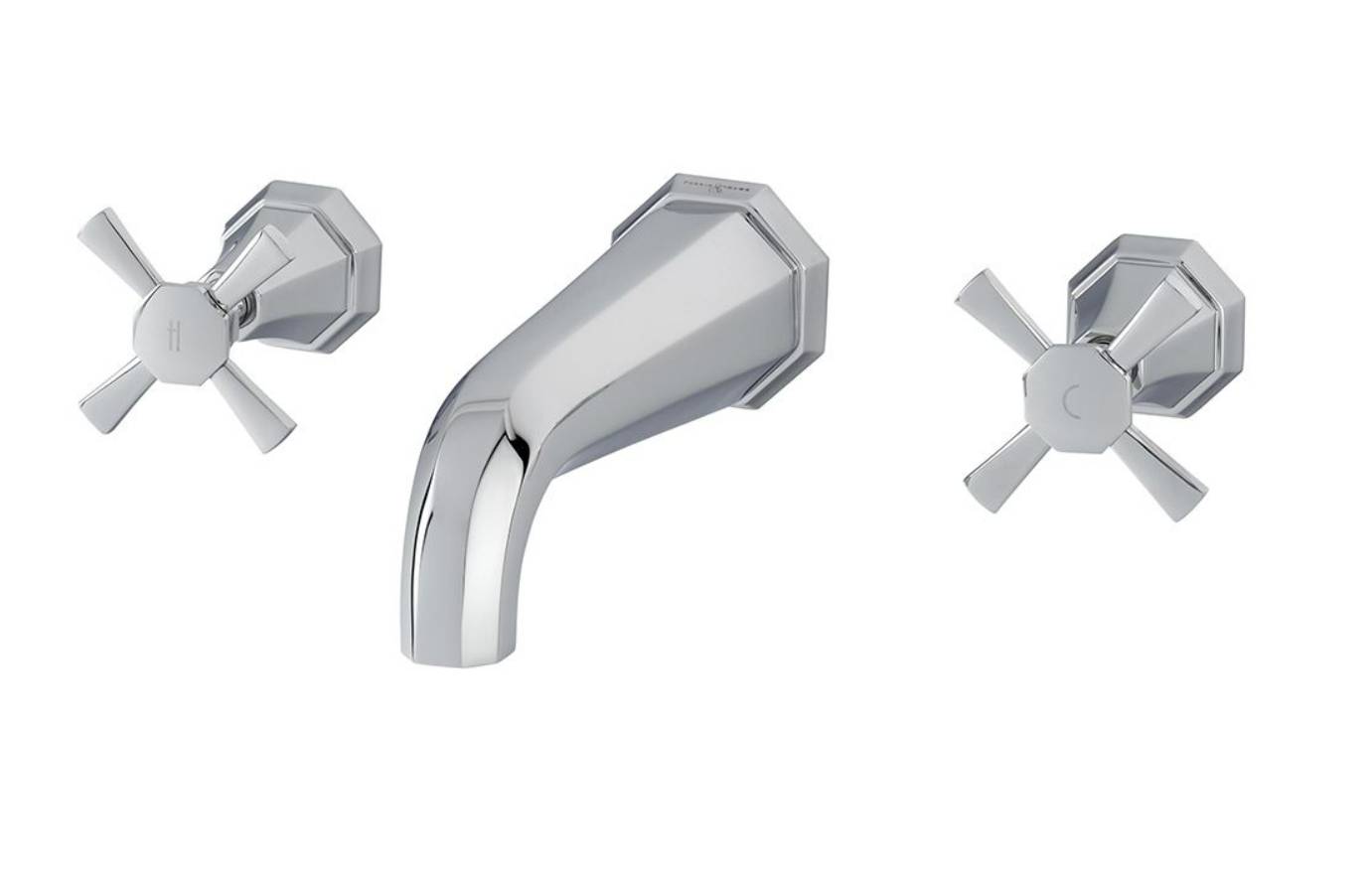 Deco Three-Hole Wall-Mounted Basin Mixer With Lever Or Crosstop Handles - Basin Taps