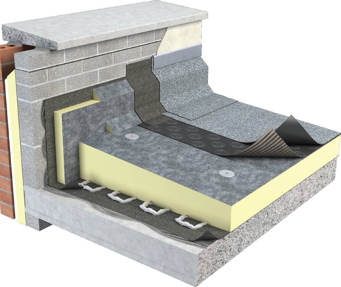 TaperedPlus's Tapered PIR TorchOn Roof Insulation in conjunction with Unilin Insulation - Bespoke Tapered Insulation Board TR/BGM