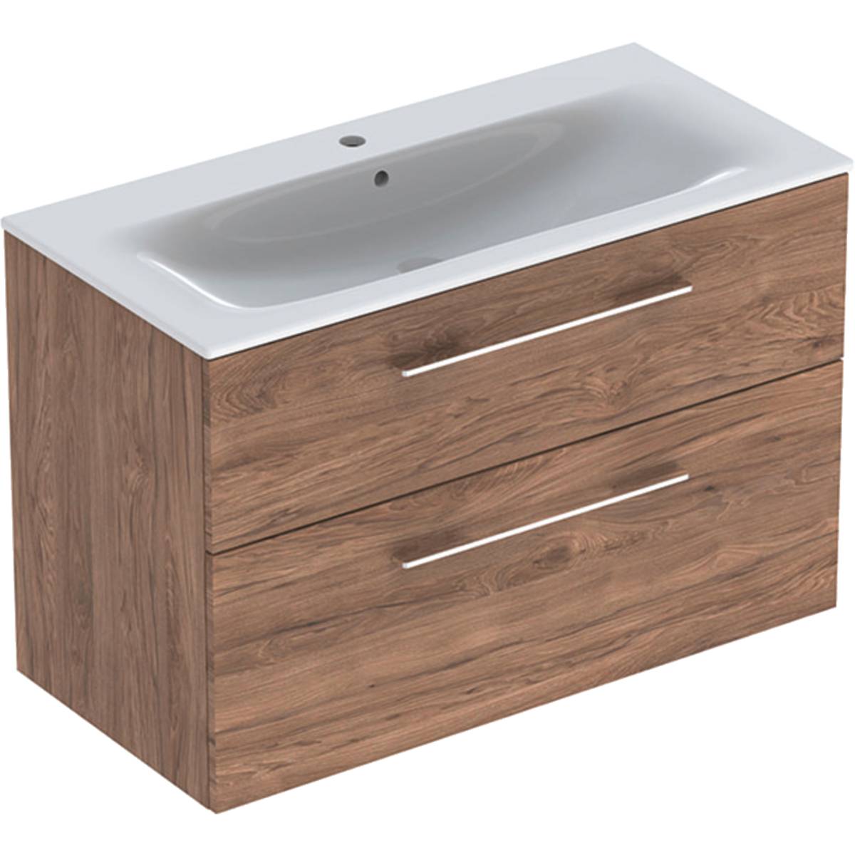 Selnova Square set of vanity basin, slim rim, with cabinet, two drawers