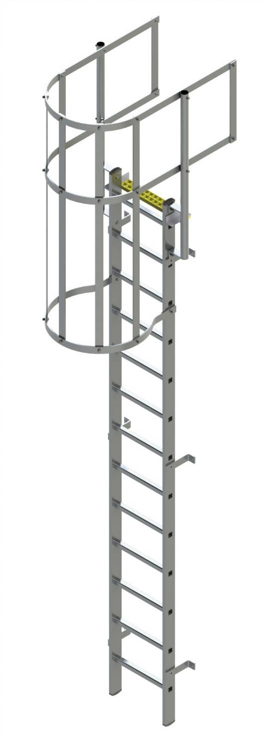 TYPE BLWG Fixed Ladder with Safety Cage + Guard Rail Bilco UK NBS