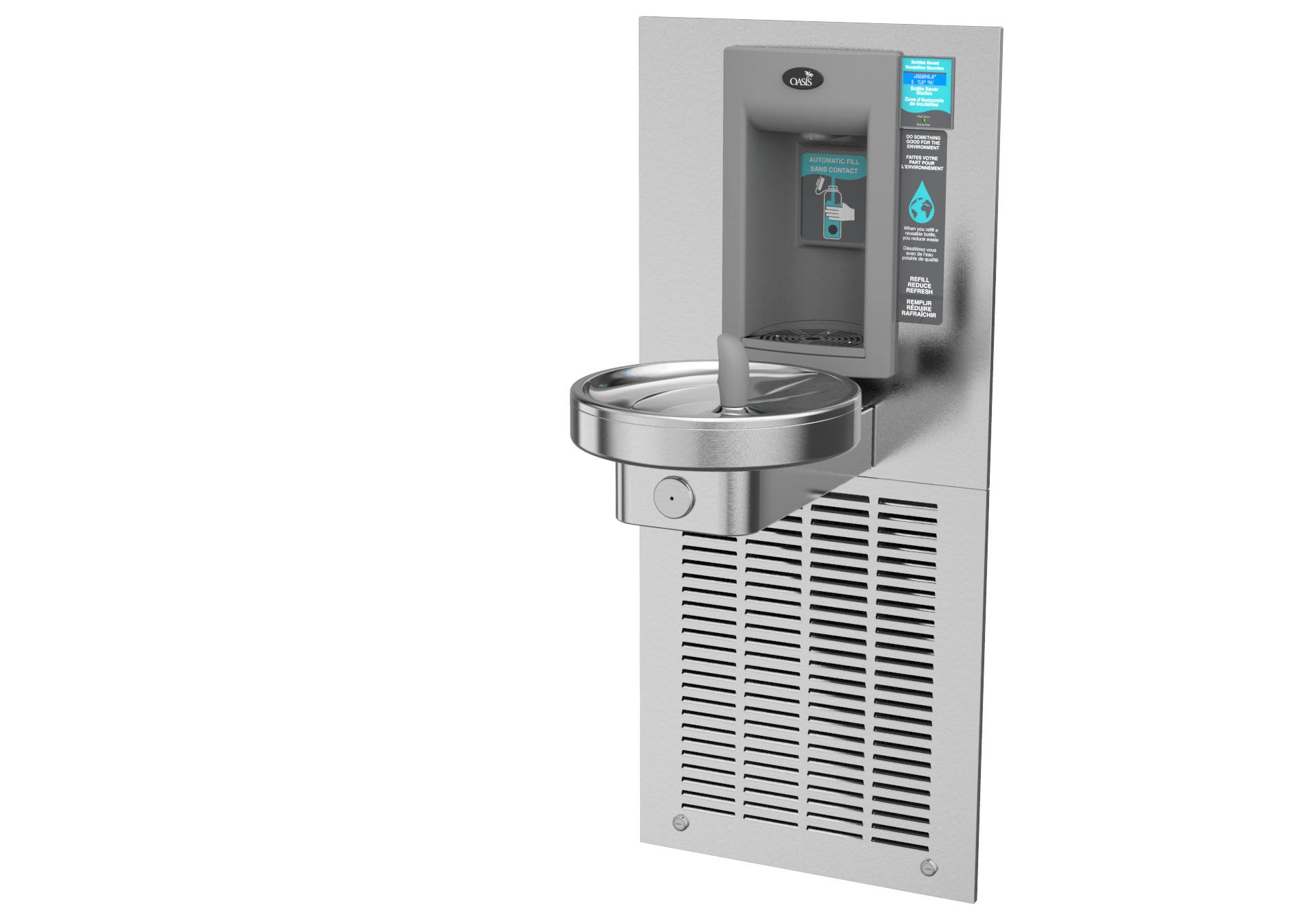 M8WREBFY Fully Recessed Hands-Free Bottle Filler With A Radii Modular Drinking Fountain