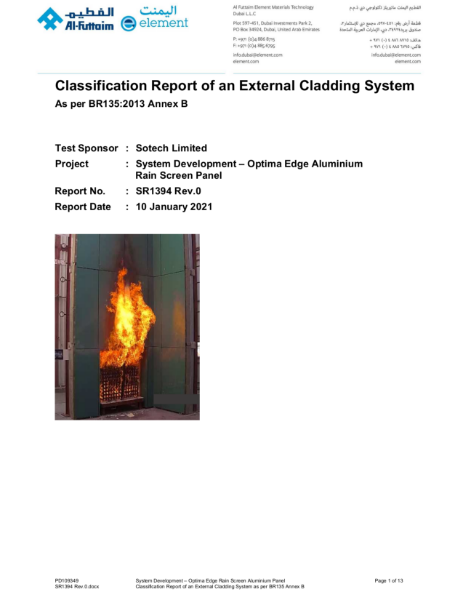 Al-Futtaim Element BR135 Classification Report for Optima Edge System