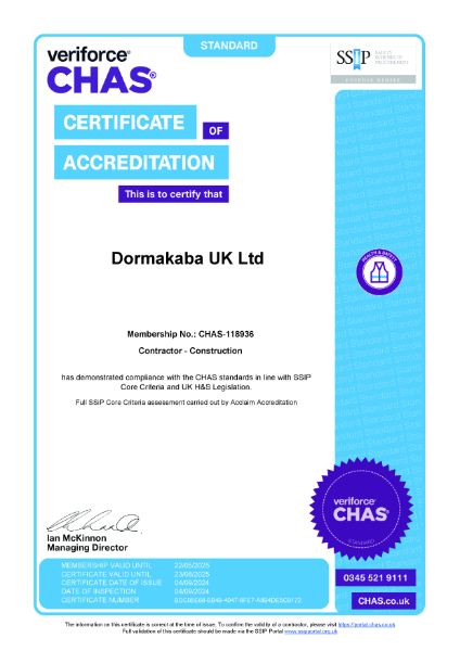Certificate of Accreditation veriforce CHAS