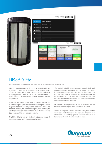 Motorised security booth Semi Circular (900mm clear opening) for internal or semi-external installation - HiSec 9 Lite