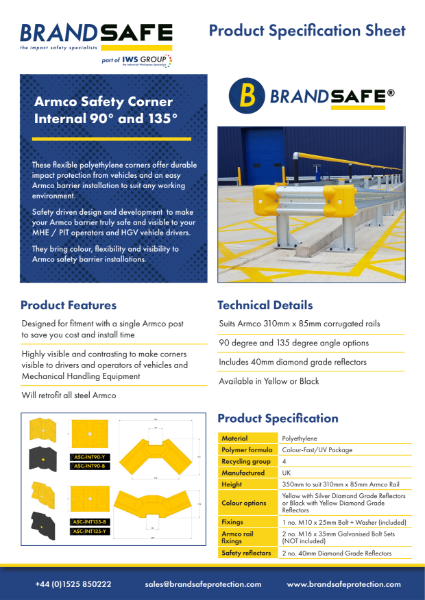 Armco Safety Corner (Internal) - Brandsafe Spec Sheet