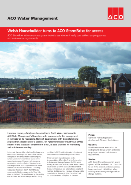 Welsh Housebuilder turns to ACO StormBrixx for access