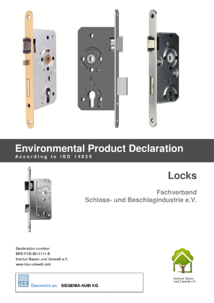 Environmental product declaration ISO 14025 locks