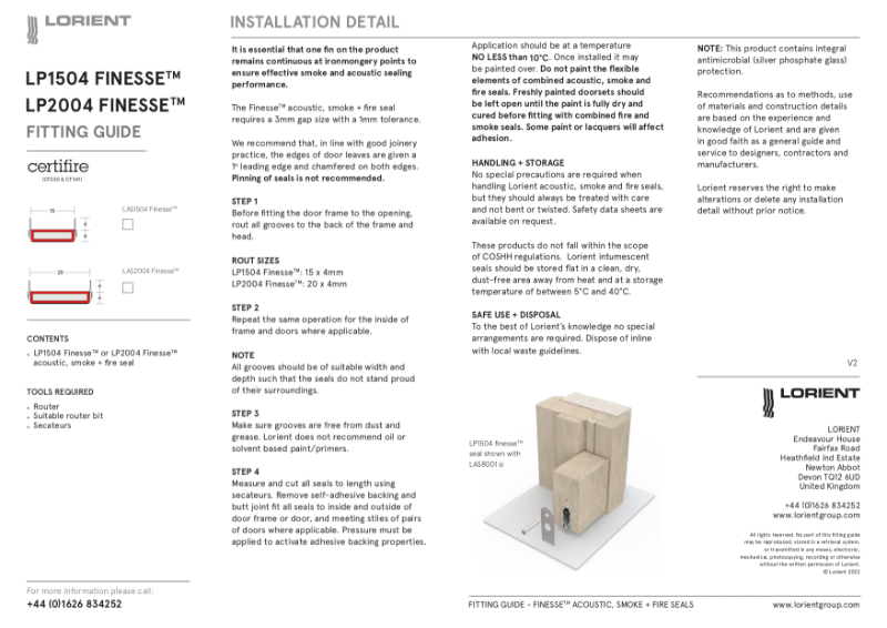 Finesse Seal fitting instructions