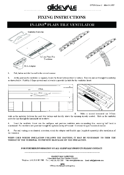 Glidevale Protect - Fixing Instructions - In-line® Plain Tile Ventilator