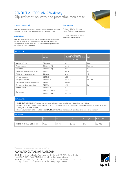 RENOLIT ALKORPLAN D Walkway - Slip-resistant walkway and protection membrane