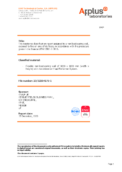 Fire Classification Report - PC-50-055-4-2-12.5-FP-0-FCR