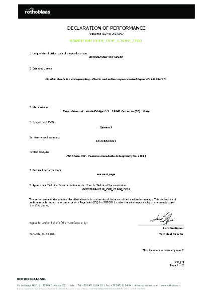 Barrier Alu Net SD150 - DoP