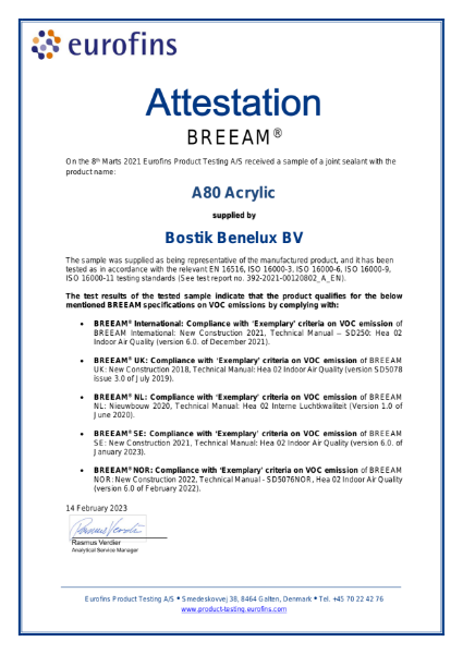 A80 BREEAM Attestation