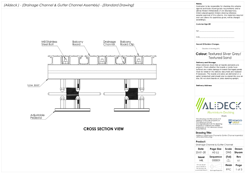Balcony Board Drainage Channel & Guttering CAD