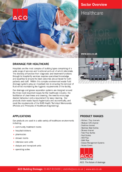 ACO Building Drainage - Healthcare Brochure