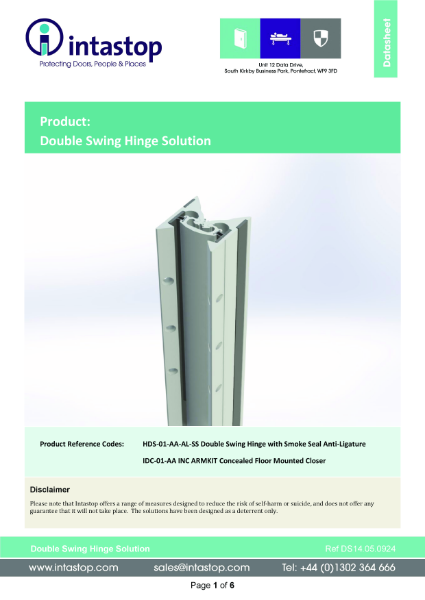 Data Sheet - Double Swing Hinge Solution