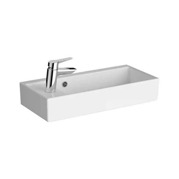 7408B003-0028- Archiplan compact washbasin, 60x28cm, White, 1 tap hole on left, with overflow hole - Washbasin