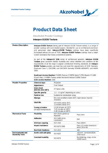 Interpon D1036 Textura Products Data Sheet