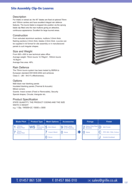 Site Assembly Clip-on louvres