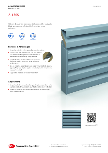 CS A-150S Acoustic Louvre Product Sheet (02.25)