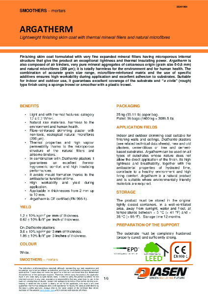 Diasen Argatherm Technical Datasheet