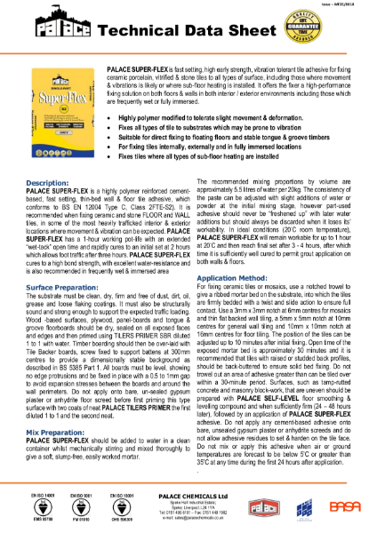 Palace Super-Flex Technical Data Sheet