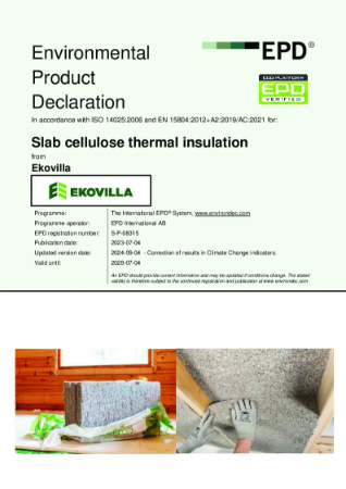 Ekovillalevy EPD
