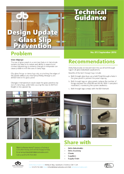 Balustrade Technical Guidance for Glass Slip Prevention