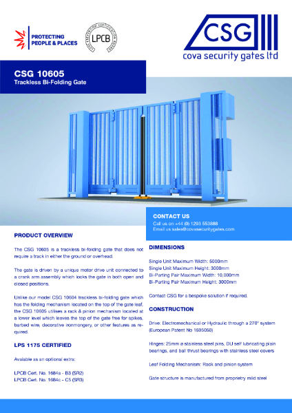 CSG10605 Trackless Bi-Folding Gate