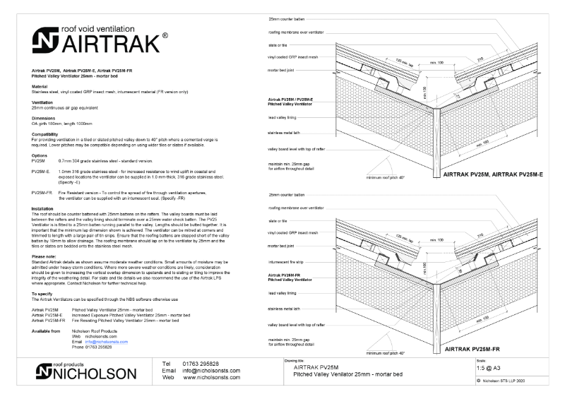 AIRTRAK PV25M Tech Data Sheet