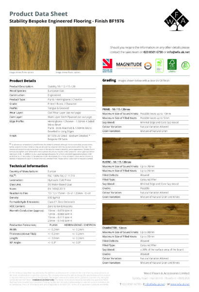 BF1976 Magnitude Data Sheet