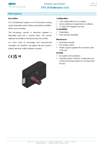 OTS20 Batteryless - Technical Data Sheet