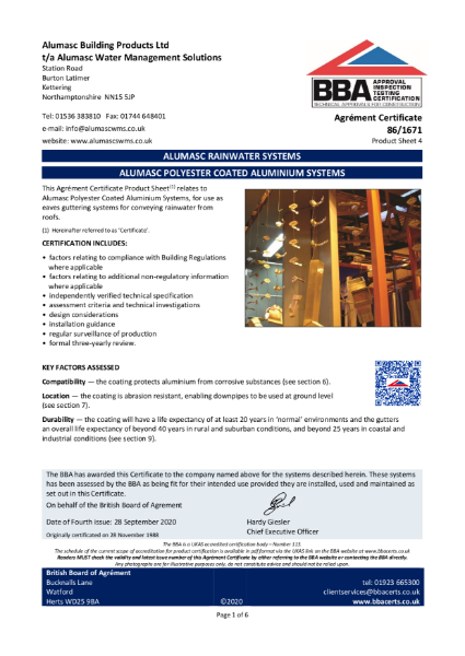 BBA Powder Coating Certificate