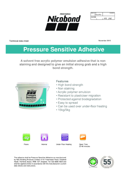 Nicobond Pressure Sensitive Flooring Adhesive Datasheet