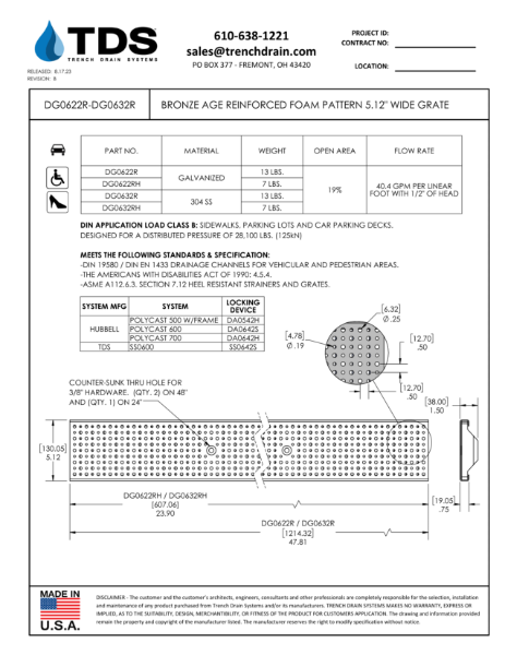 Bronze Age Reinforced Foam Pattern 5.12" Wide Grate