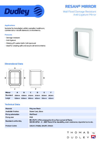 Resan® Mirror Frame – Technical Data Sheet