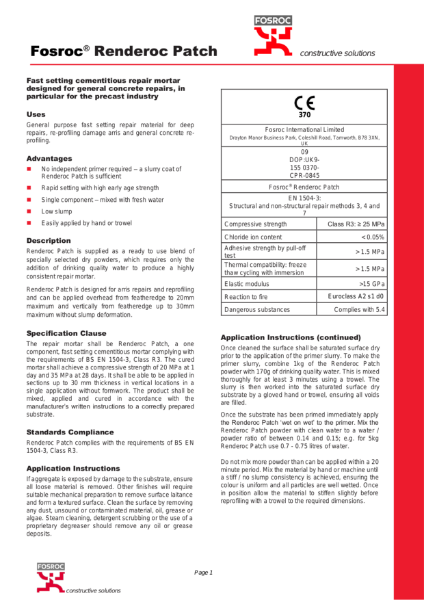 Renderoc Patch Technical Datasheet