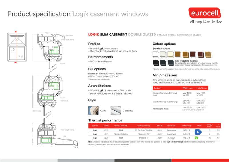 Logik Casement DG Slim Window Product Specification