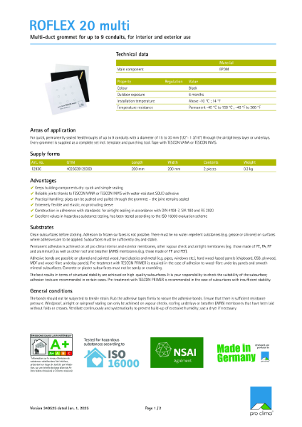 Roflex 20 Multi Technical Datasheet