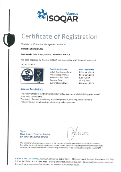 ISO 9001 2015 Certificate