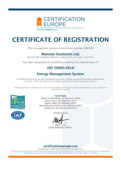 ISO 50001:2018 Certificate