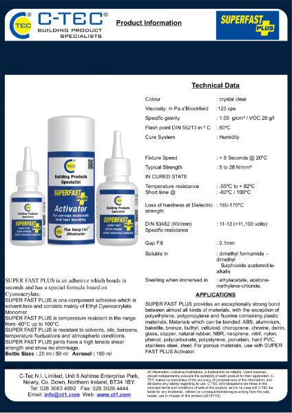 Super Fast Plus One-Component Adhesive Product Data Sheet