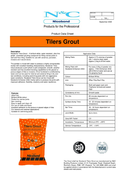 Nicobond Tilers Grout