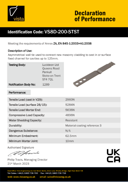 VS8D-200-STST Declaration of Performance