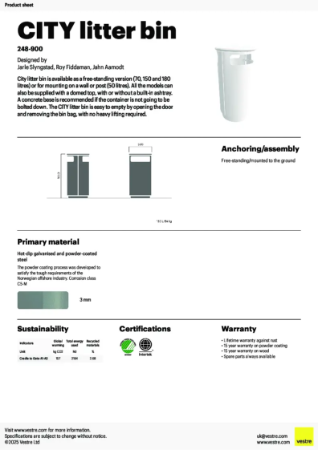 City Litter Bin - Product sheet 248-900