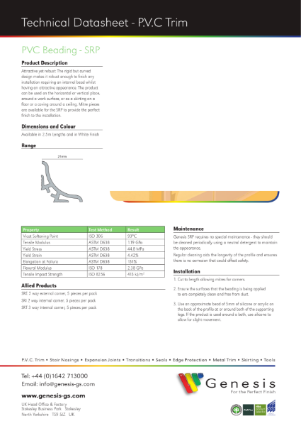 SRP - P.V.C. Beading Datasheet