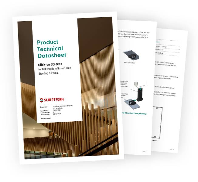Sculptform Product Technical Datasheet - Timber and Aluminium Click-on Screens