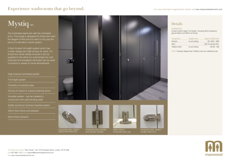 Cubicles - Mystiq - full height, flush fronted HPL cubicle system